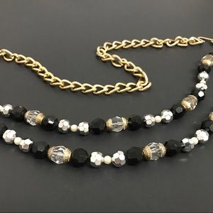 40” Silver,/Black:Gold Cascade Chain Belt